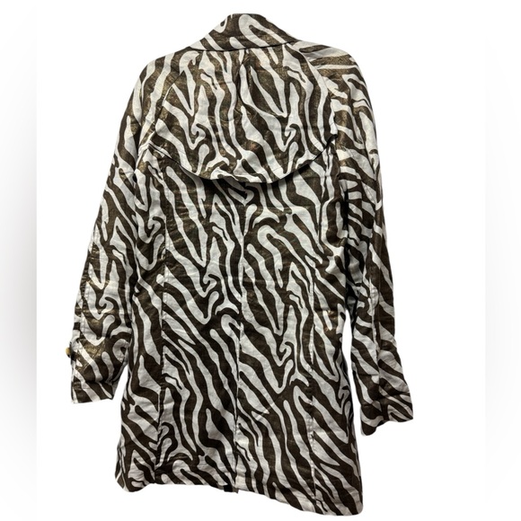 Solo Moda metallic brown zebra linen lightweight trench coat size 6 - Picture 3 of 7